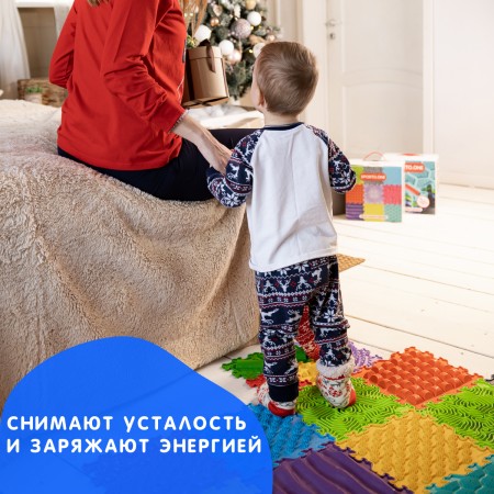 Детский развивающий игровой коврик пазл, 16 пазлов